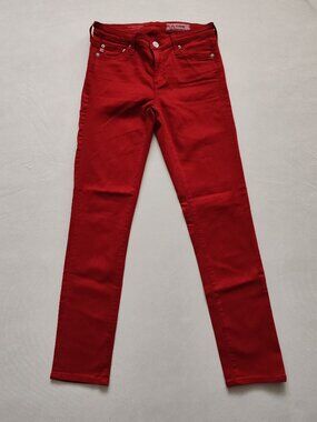 AG Adriano Goldschmied The Prima Ankle Cigarette Jeans Red Women's Size 25R